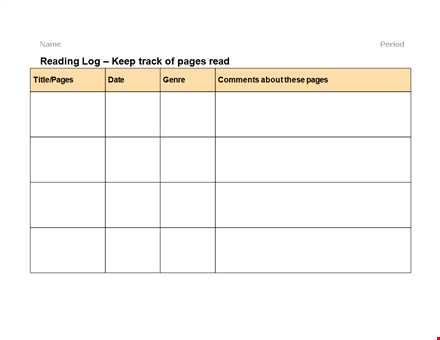 track your reading progress with our reading log template - period, pages, and more included template