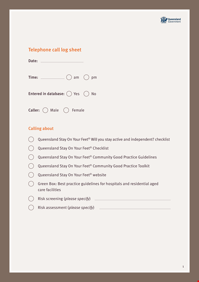 telephone call log sheet template