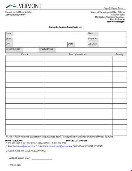 simple supply order template