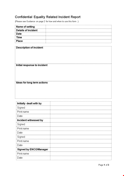 record incidents with our equality focused incident report template template