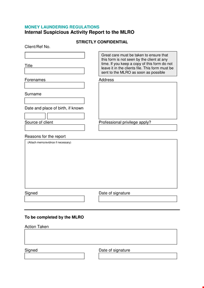 suspicious activity report template