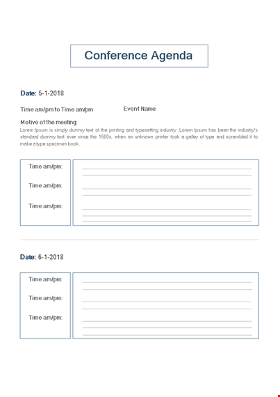 effective conference agenda format - get organized & stay focused template