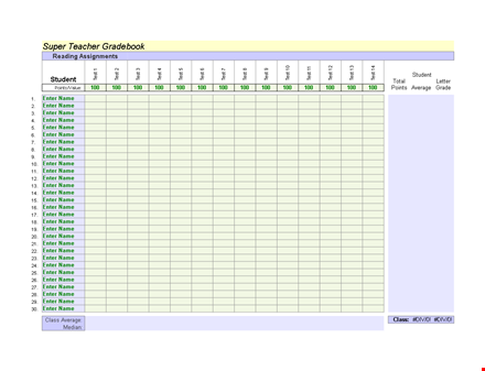 college grade book template template