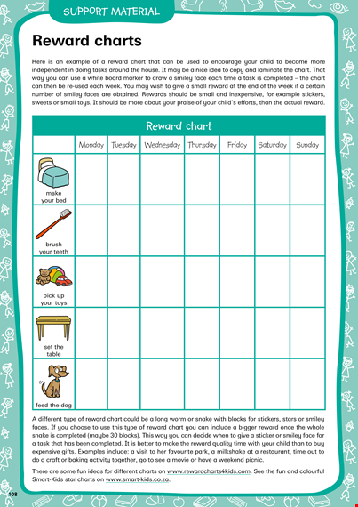 reward chart for kids template