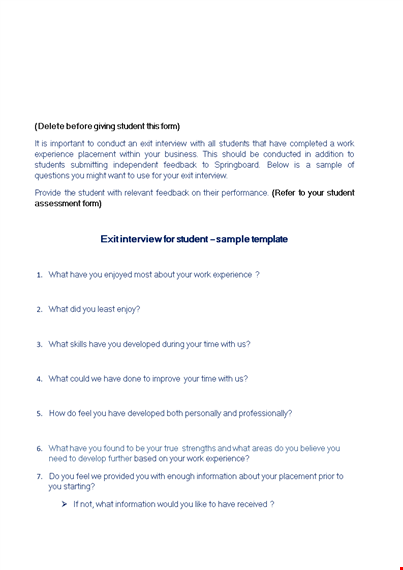 effective exit interview template for comprehensive student experience template