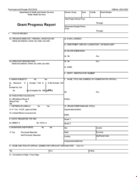 grant progress report template template