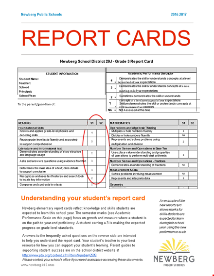 report card template for students template