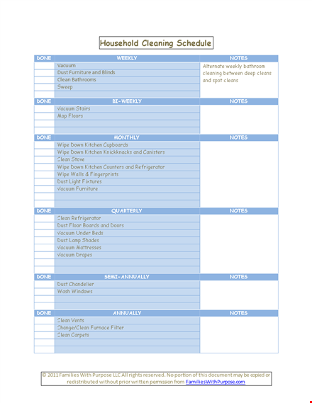 complete house cleaning checklist - vacuum, clean, and organize template