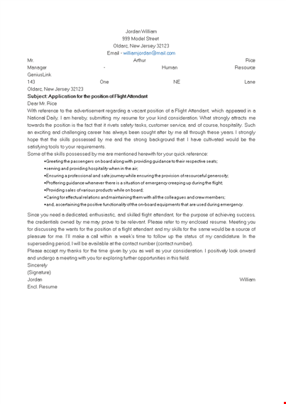 professional flight attendant template