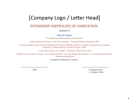 internship certificate letter template template