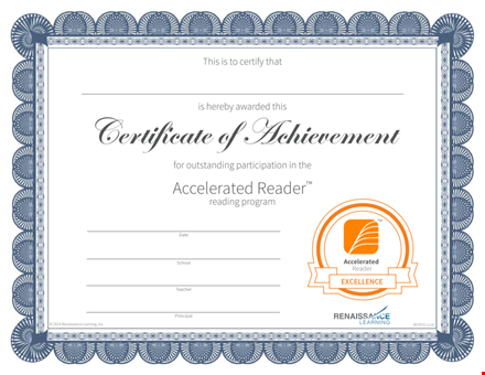 customizable certificate of reading achievement template | editable pdf format template