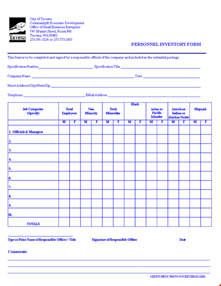 printable company inventory form template