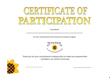 printable participation certificate template