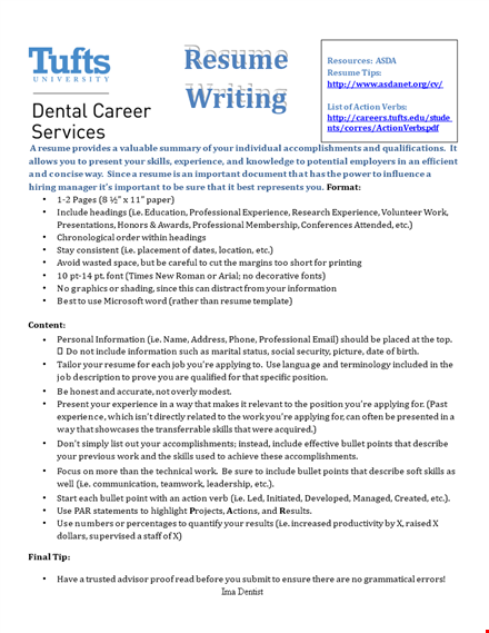 dental cv template