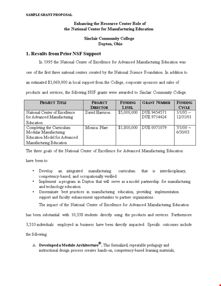 create winning grant proposals for education & manufacturing | grant proposal template template