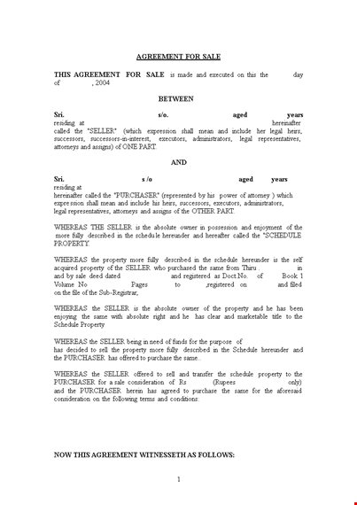 vehicle purchase agreement - agreement between purchaser and seller, including schedule template