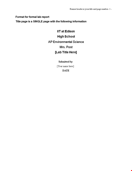 formal lab report template template