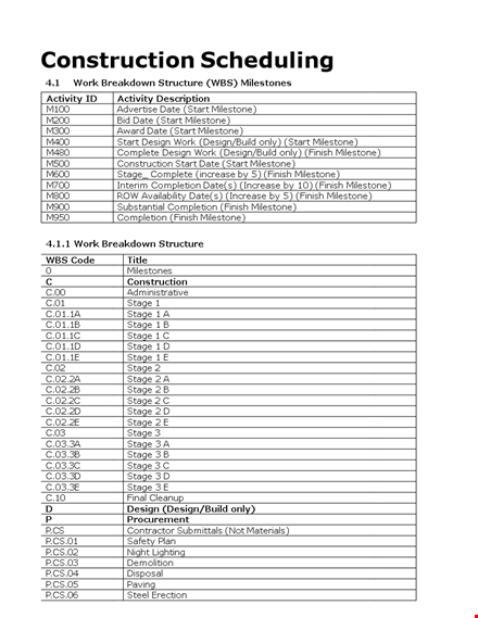 download construction schedule template - plan your project efficiently template