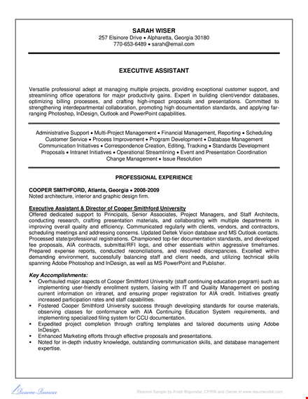 it executive assistant resume template