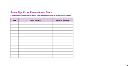 sign up sheet for snacks | flame your appetite template