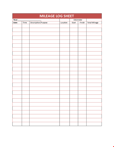 easy mileage log sheet - track your business and personal miles | odometer template