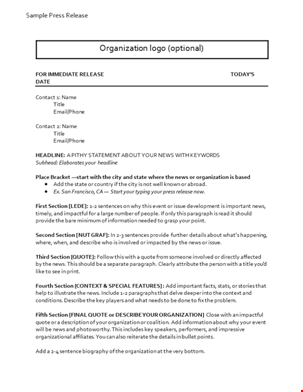 unique press release template template