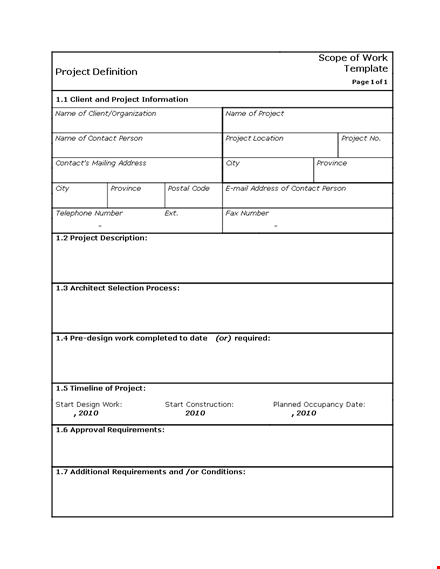 effective scope of work template for your project - contact us now | requirements included template