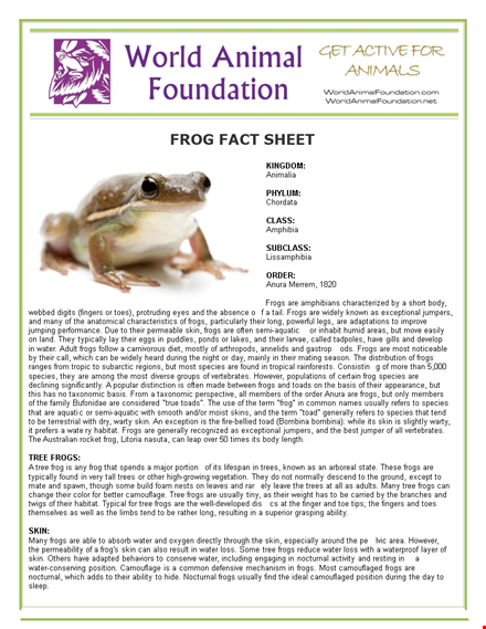 create professional fact sheets with our template - learn about frogs and their species template