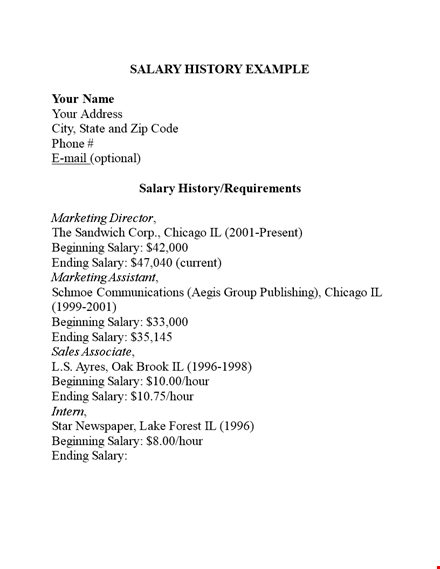 salary history template - track your salary from beginning to ending template