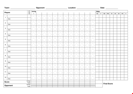 Softball Score Sheet: Keep Track of Scores, Opponents, and Innings