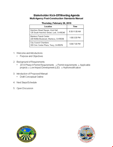 stakeholder kick off meeting agenda template