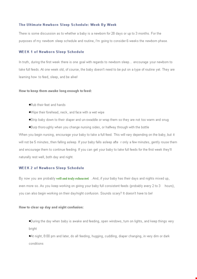 newborn sleep schedule template