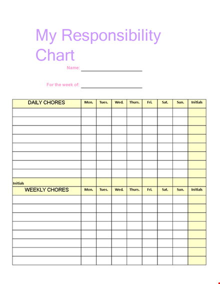 my chore chart template template