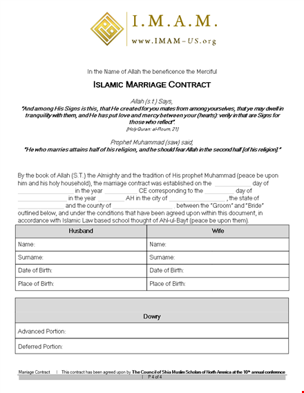 marriage contract template - legal conditions for husband | create a contract template