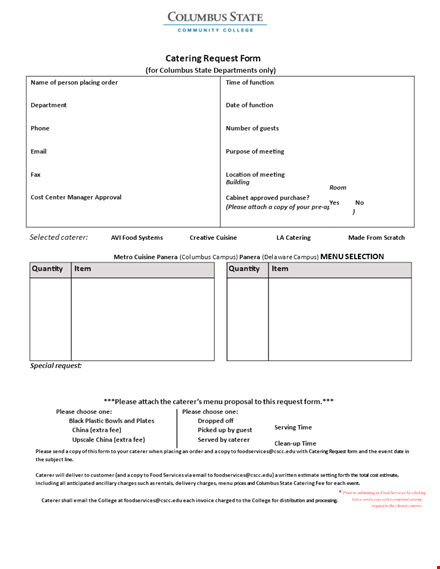 cateringrequest template