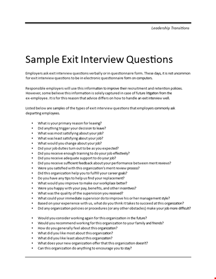 optimize employee feedback: effective exit interview questions template