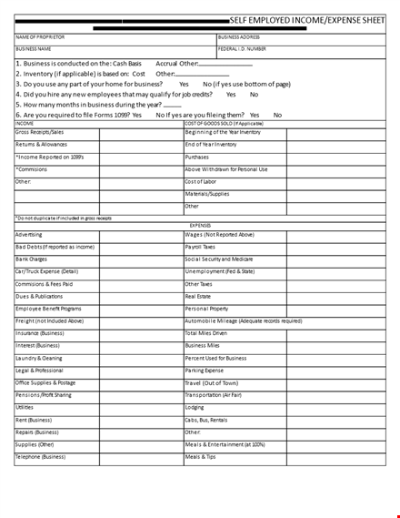 sample expense template