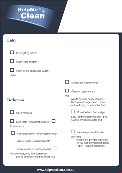 giant spring cleaning list template