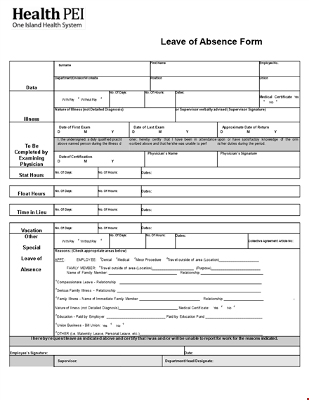 da form for leave - record hours and dates | download now template