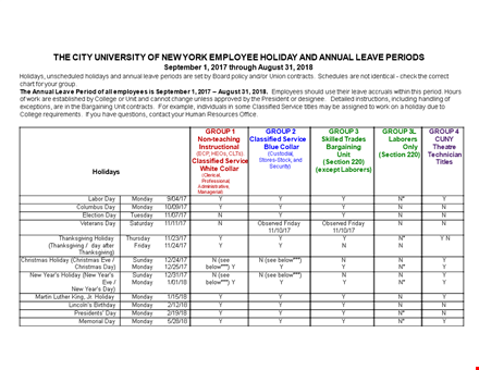 annual leave calendar template