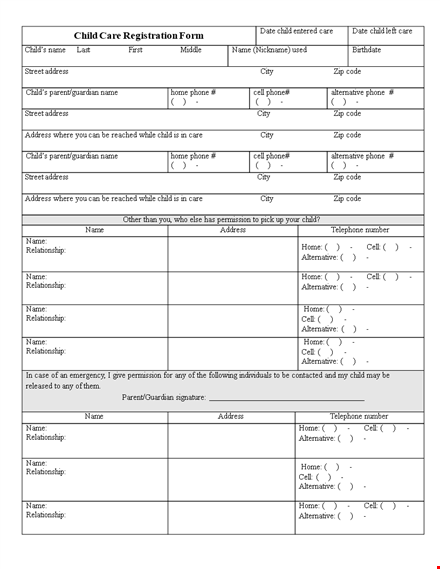 Childcare Registration Form