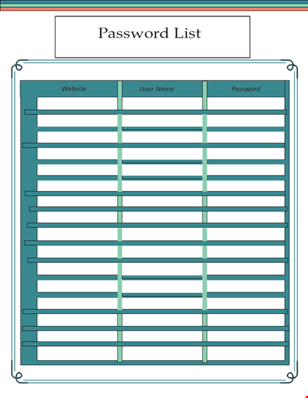 password list template for organizing website passwords | katchandlerbooks template