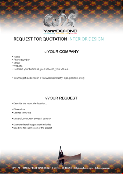 request a quotation for interior design - describe and envision your ideal interior template