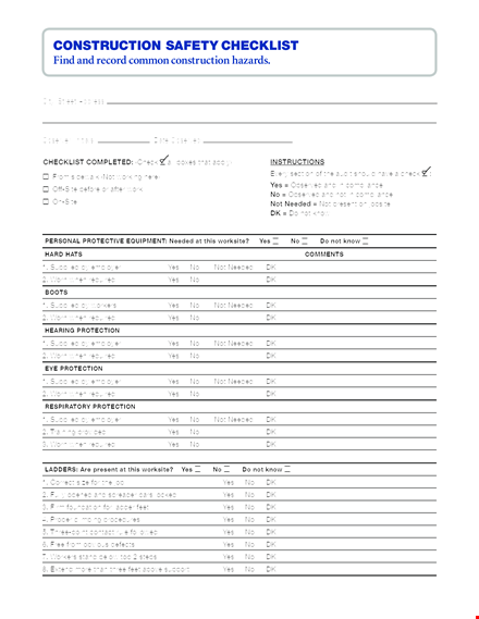 create a safer workplace with our construction safety checklist template template