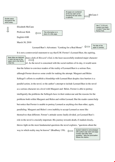 mla format template for writing a novel - helen & leonard forster template