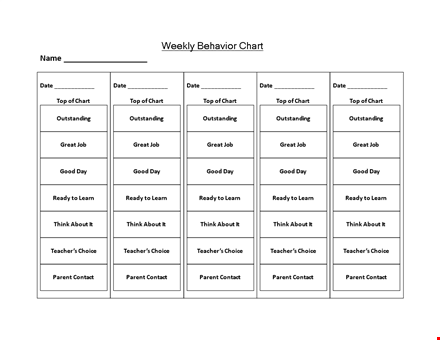 free printable weekly behavior chart template