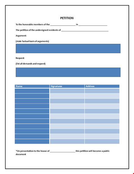 petition template - request signatures from members | create a petition template