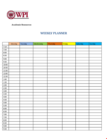 free printable weekly planner template - organize your week efficiently with this academic planner template