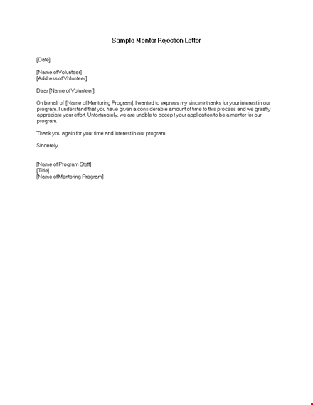 mentor rejection letter template