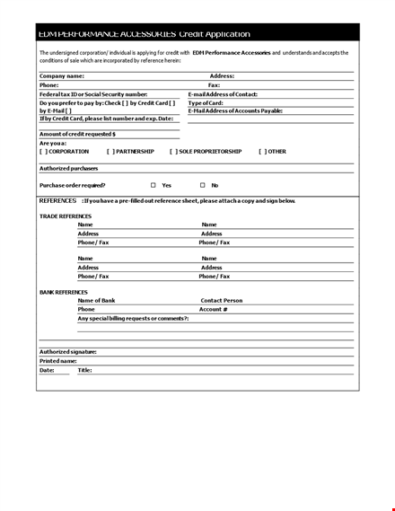 apply for credit: easy-to-use application form | company name template